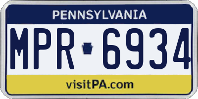 PA license plate MPR6934