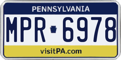 PA license plate MPR6978