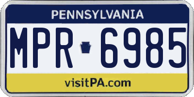 PA license plate MPR6985