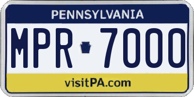 PA license plate MPR7000