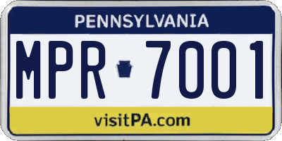 PA license plate MPR7001