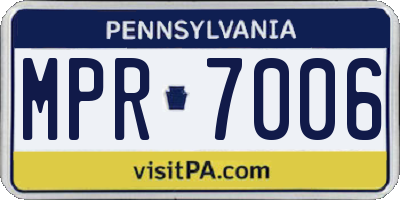 PA license plate MPR7006