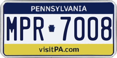PA license plate MPR7008
