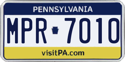 PA license plate MPR7010