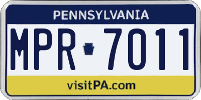 PA license plate MPR7011