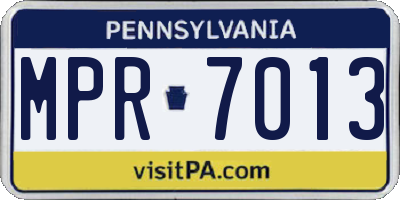 PA license plate MPR7013