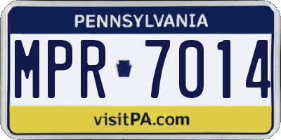PA license plate MPR7014