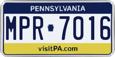 PA license plate MPR7016