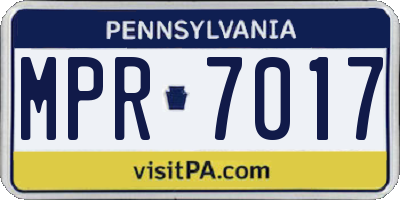 PA license plate MPR7017