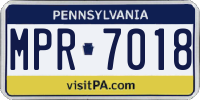 PA license plate MPR7018