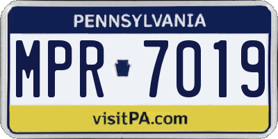 PA license plate MPR7019