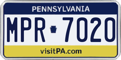 PA license plate MPR7020