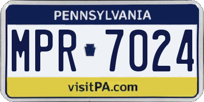 PA license plate MPR7024