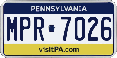 PA license plate MPR7026