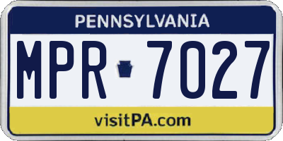 PA license plate MPR7027