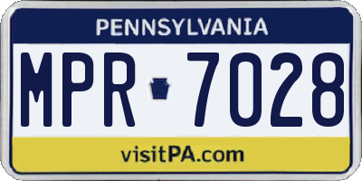 PA license plate MPR7028