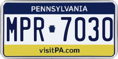 PA license plate MPR7030