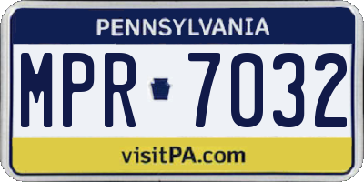 PA license plate MPR7032