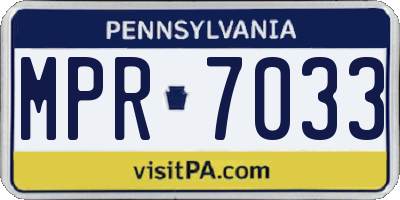 PA license plate MPR7033