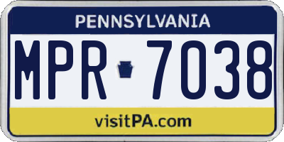 PA license plate MPR7038