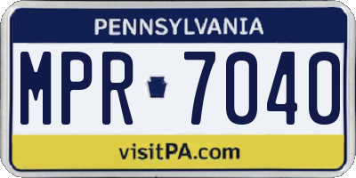 PA license plate MPR7040