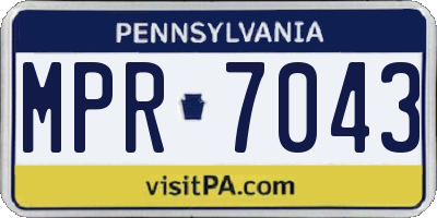 PA license plate MPR7043