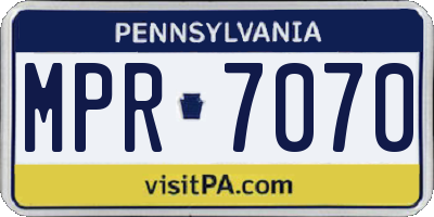PA license plate MPR7070