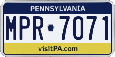 PA license plate MPR7071
