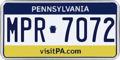 PA license plate MPR7072