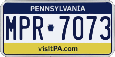 PA license plate MPR7073