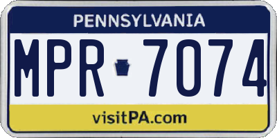 PA license plate MPR7074