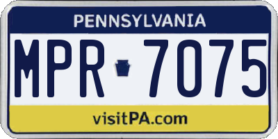 PA license plate MPR7075
