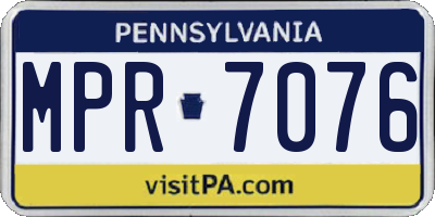 PA license plate MPR7076