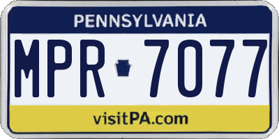 PA license plate MPR7077