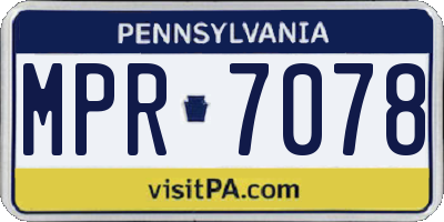 PA license plate MPR7078