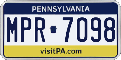 PA license plate MPR7098