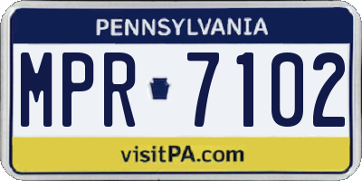 PA license plate MPR7102