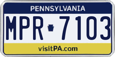 PA license plate MPR7103