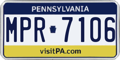 PA license plate MPR7106
