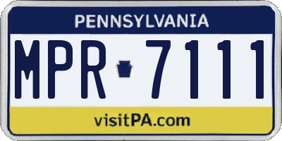 PA license plate MPR7111