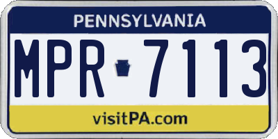 PA license plate MPR7113