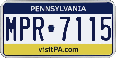 PA license plate MPR7115