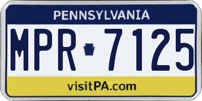 PA license plate MPR7125