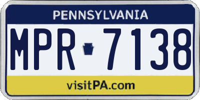 PA license plate MPR7138