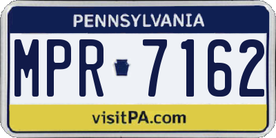 PA license plate MPR7162