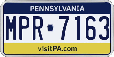 PA license plate MPR7163