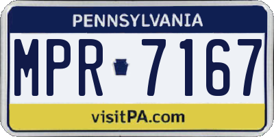 PA license plate MPR7167