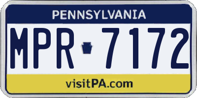 PA license plate MPR7172
