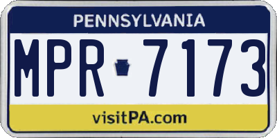 PA license plate MPR7173