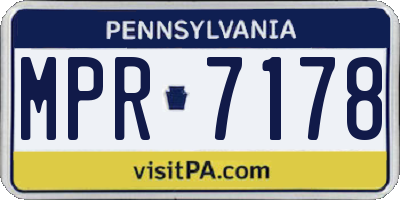 PA license plate MPR7178